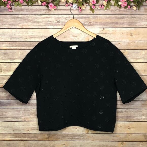 🌷5 for $25 H&M Polka Dot Circle Black Top - Picture 1 of 5